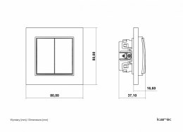 Mechanizm łącznika zwiernego żaluzjowego (dwa klawisze bez piktogramów) biały