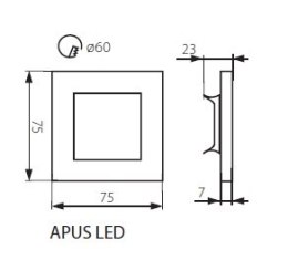 KANLUX OPRAWA LED SCHODOWA 12V APUS 60mm CW 0,8W