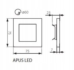 KANLUX OPRAWA LED SCHODOWA 12V APUS 60mm WW CZARNA