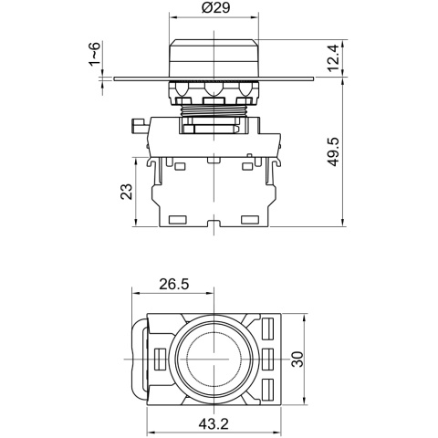 Przycisk kryty, zielony 1xNO, 5A/230V IP65