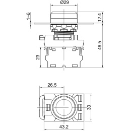 Przycisk z podświetleniem, czerwony 1xNC, 5A/230V IP65, LED