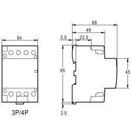 Stycznik modułowy 230V AC 4xNO 40A 3P