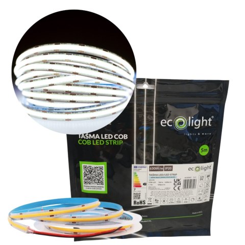 Taśma LED COB 320LED 7W/m 6000K 630lm/m IP20 5m