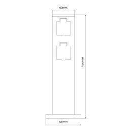 Słupek Ogrodowy Zewnętrzny Stojący 230V 40cm 2x Gniazdo Sieciowe Schuko