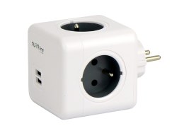 Rozgałęźnik do gniazdka 4 gniazda + 2 USB 2,1A/5V AURA line CUBE 16A 230V