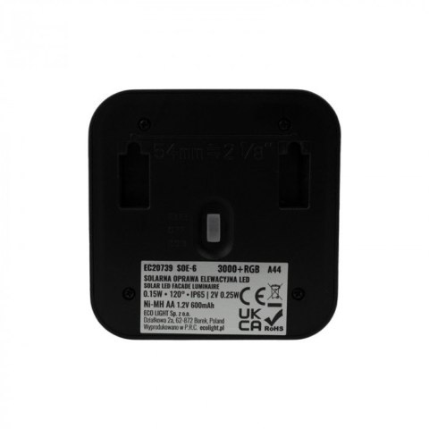 Lampa Solarna Kinkiet Elewacyjna LED Czujnik zmierzchu RGB + 4000K Neutral