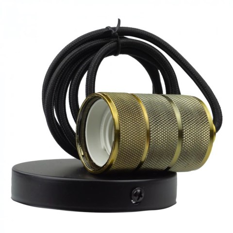 Lampa wisząca Ozdobna oprawa E27 Stare złoto przewód czarny Loft