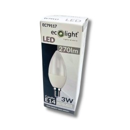 Żarówka E14 LED ŚWIECZKA 3W = 25W 270lm Barwa Neutralna 4000K Oszczędna