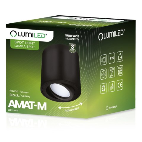 Oprawa Natynkowa HALOGEN Spot Tuba Ruchoma AMAT-M GU10 Okrągła Czarna 84mm