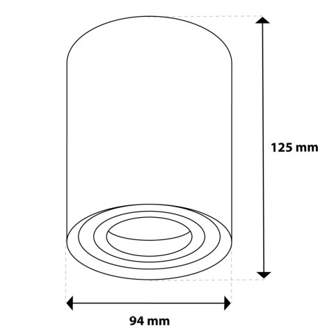 Oprawa Natynkowa HALOGENOWA Spot Tuba Ruchoma AMAT-XL GU10 Okrągła CZARNA