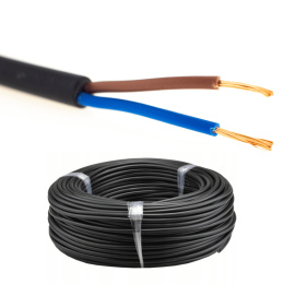 Przewód okrągły elektryczny H03VV OMY 300V 2x0,5 czarny linka 25m