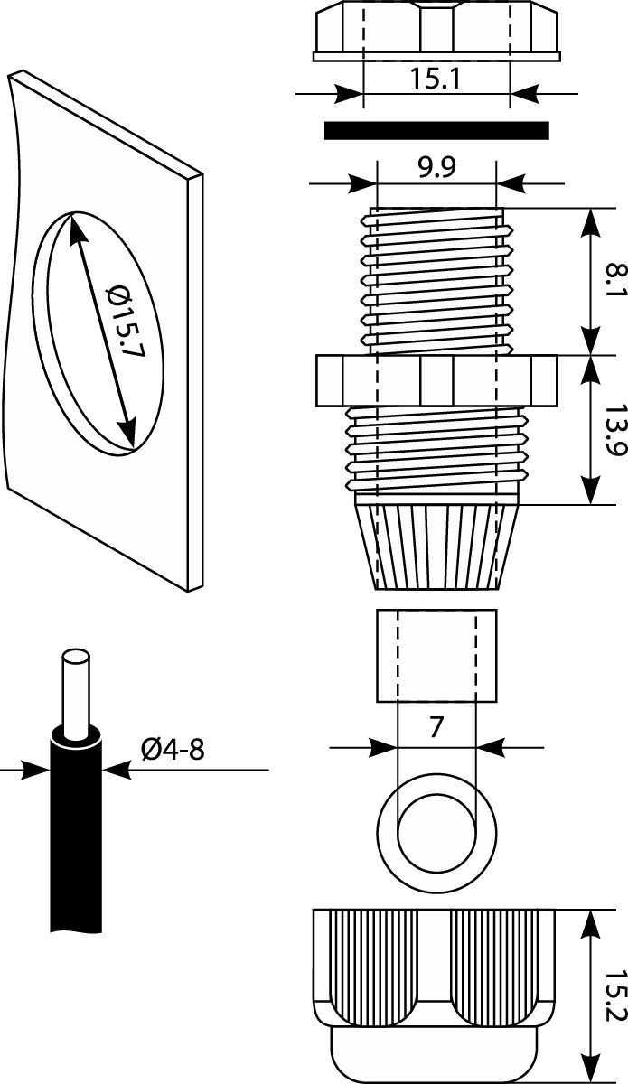 Dławnica PG-9, Ø4-8mm, IP68,elektro-plast